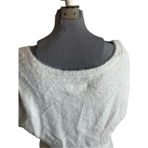 Maeve Eyelash Knit Sweater Tee White Scoop Neck Short Sleeve Top XL - Picture 6 of 8